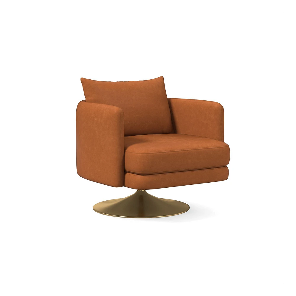 Auburn Swivel Chair Poly Saddle Leather Nut Dark Bronze