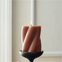 Chunky Twist Pillar Candle, White, 3x4