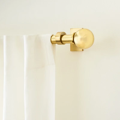 New Oversized Metal Single Curtain Rod + Brackets Ball Finials, Brushed Nickel, 28-48