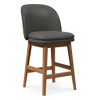 Wayne Counter Stool Armless, Saddle Leather, Nut, Cool Walnut