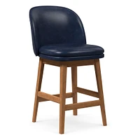 Wayne Counter Stool Armless, Saddle Leather, Nut, Cool Walnut