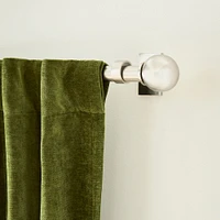 New Oversized Metal Single Curtain Rod + Brackets Ball Finials, Brushed Nickel, 28-48