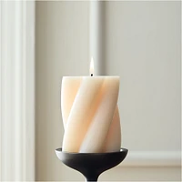 Chunky Twist Pillar Candle, White, 3x4