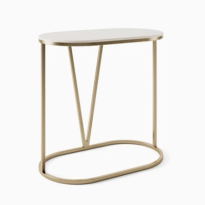 Rivera C-Table,  White Quartz, Brass