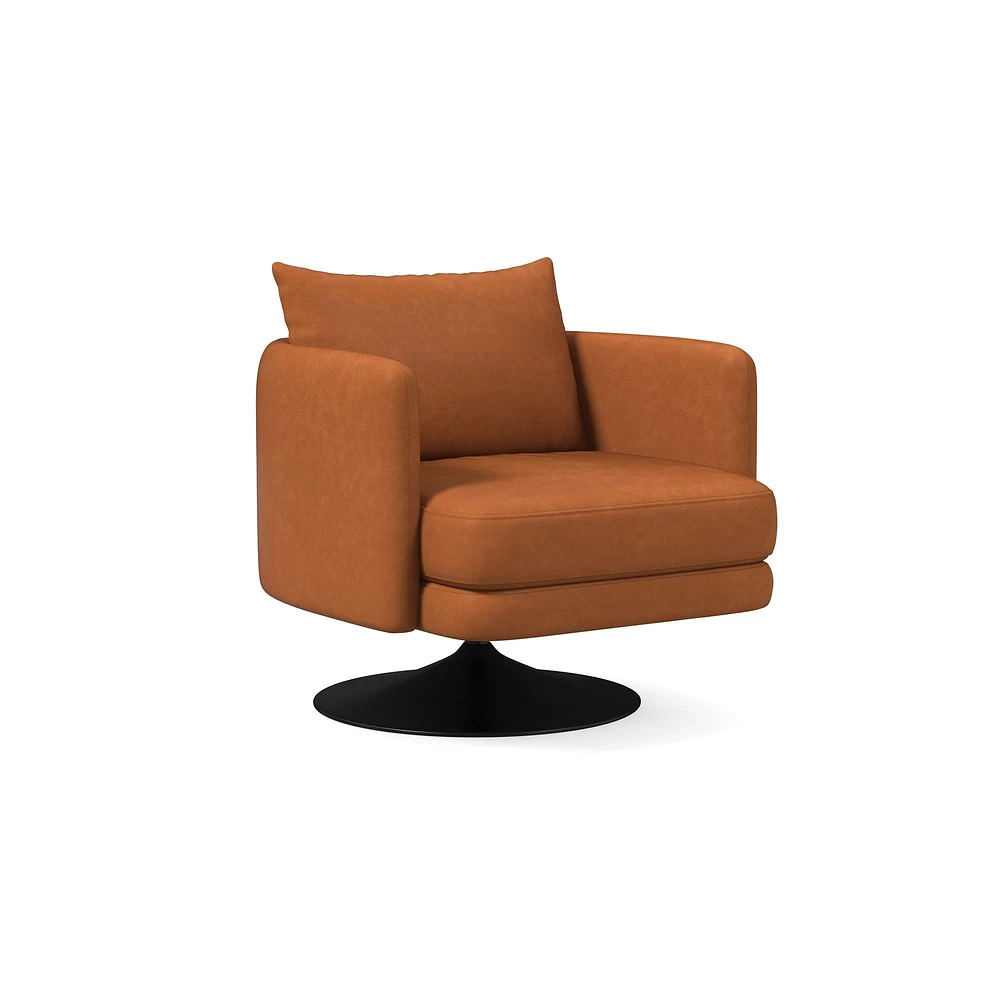 Auburn Swivel Chair Poly Saddle Leather Nut Dark Bronze