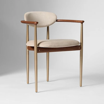 Open Box: Edison Dining Chair, Deluxe Velvet, Clay, Cool Walnut Arms, Light Bronze Legs