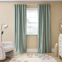 Chambray Tack Stripe Curtain with Blackout, Taupe, 48x84
