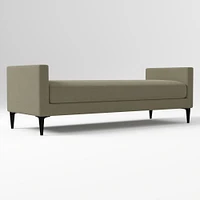 Anton End of Bed Bench, Poly, Yarn Dyed Linen Weave, Alabaster, Polished Dark Pewter