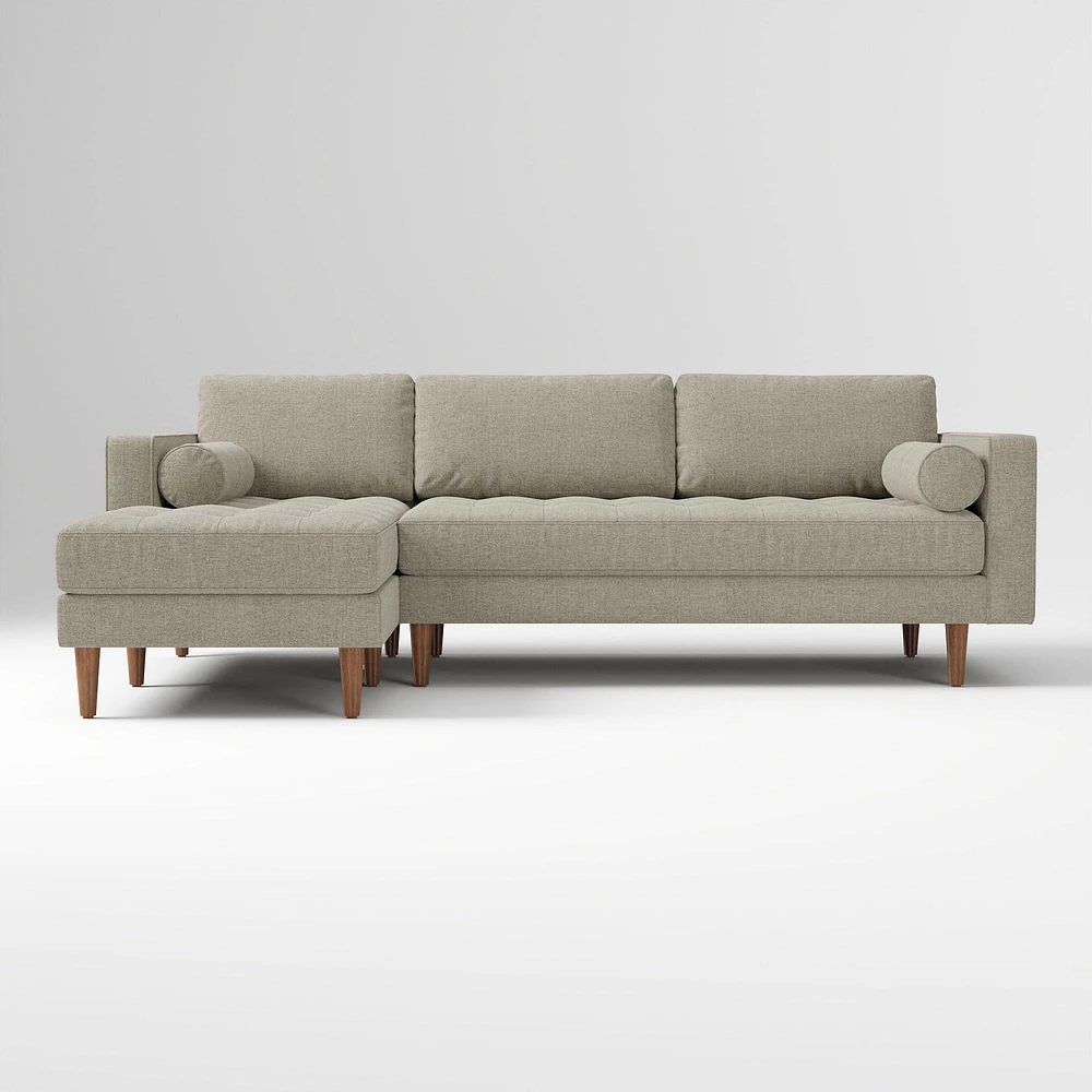 Dennes 102" Right 2-Piece Chaise Sectional, Twill Camel Walnut