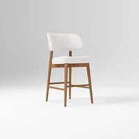 Hyde Bar Stool, Yarn Dyed Linen Weave Alabaster, Smoked Oak