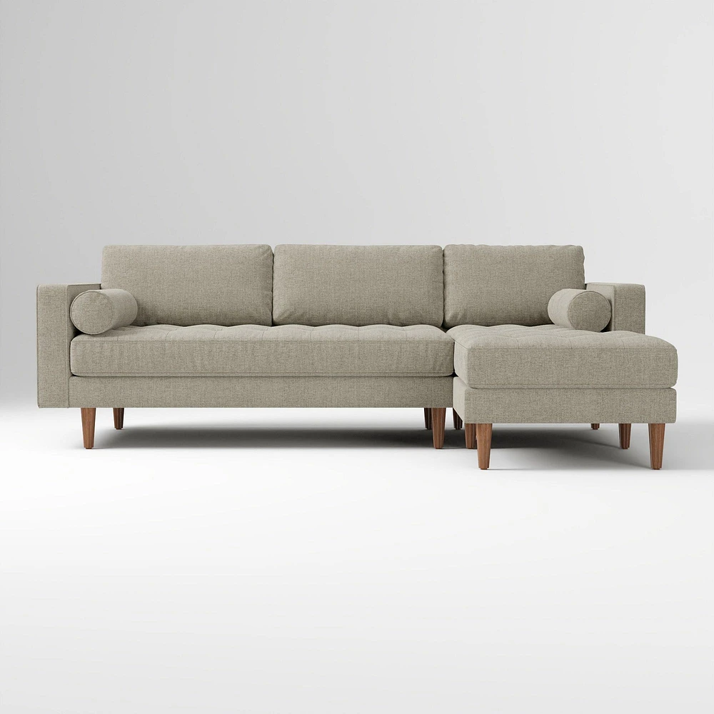 Dennes 102" Right 2-Piece Chaise Sectional, Twill Camel Walnut
