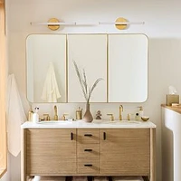 Seamless Medicine Cabinet, Triple Door, Metal, Antique Brass, 60"x34"
