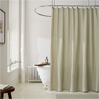 Plush Waffle Shower Curtain, White, 72"x74"
