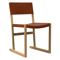 Clyde Leather Dining Chair, Saddle Leather, Nut, Blonde