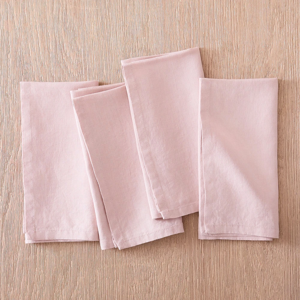 European Linen Napkin, White, 20x20, Set of 4