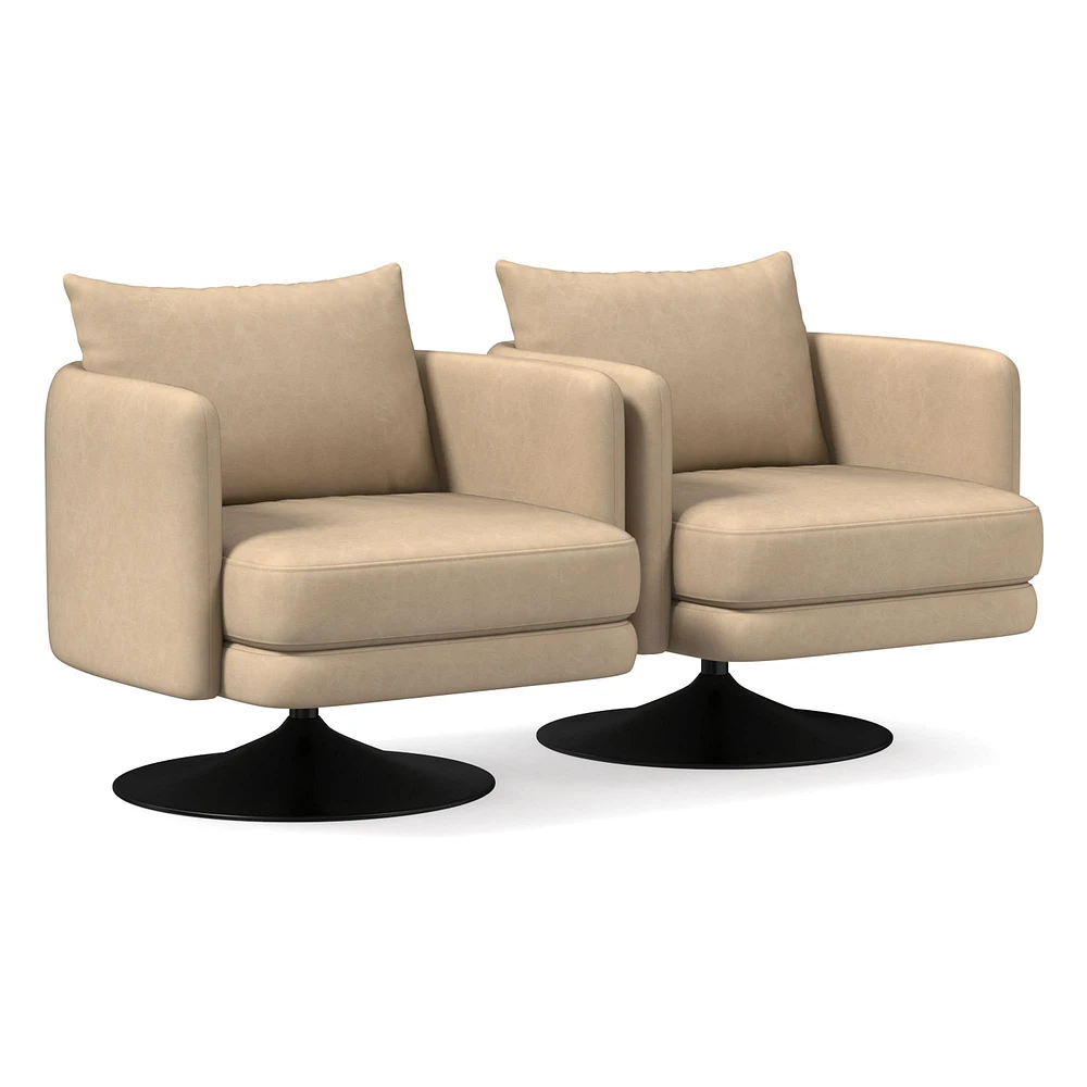 Auburn Swivel Chair Poly Saddle Leather Nut Dark Bronze