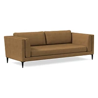 Anton 96" Sofa, Saddle Leather, Nut, Polished Dark Pewter