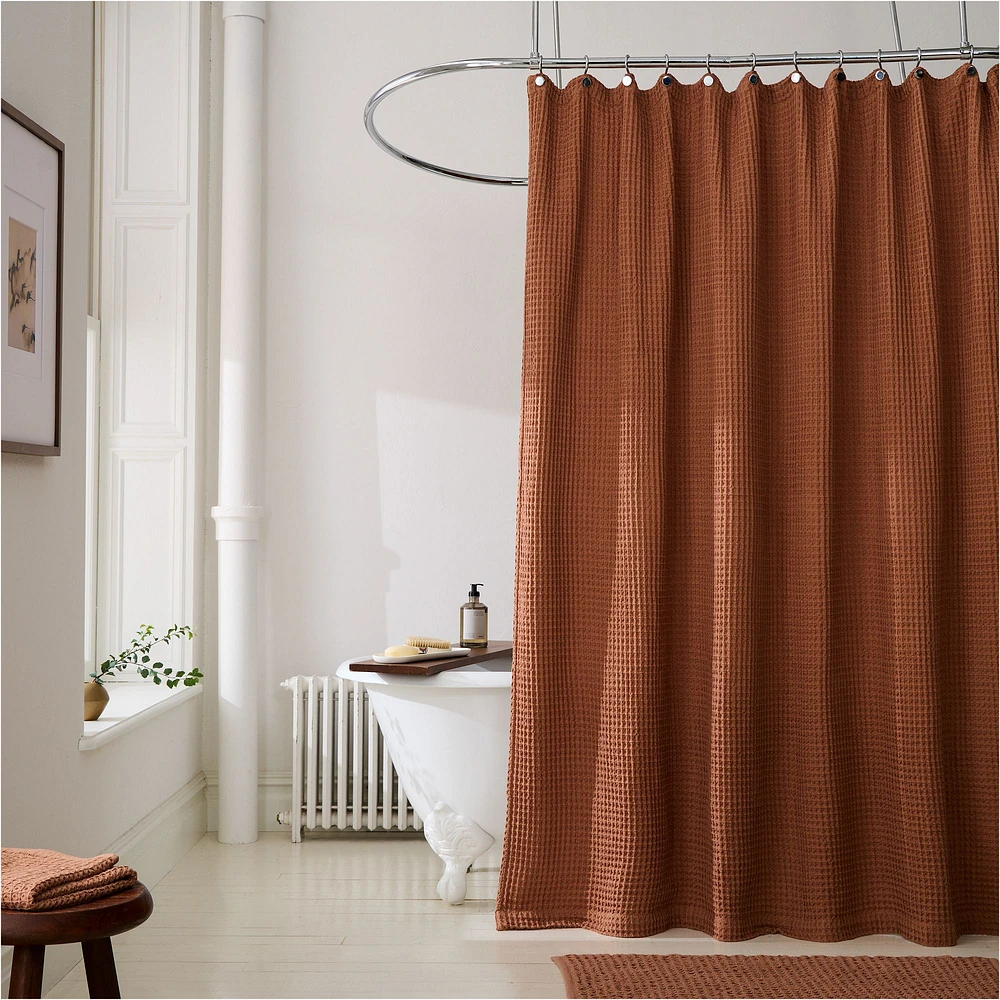 Plush Waffle Shower Curtain, White, 72"x74"