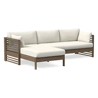 Hargrove Outdoor Sectional, Set 5: Left Arm Chaise + Armless Single Right Sofa Cushion Cover, Canvas, Natural