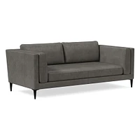 Anton 96" Sofa, Saddle Leather, Nut, Polished Dark Pewter
