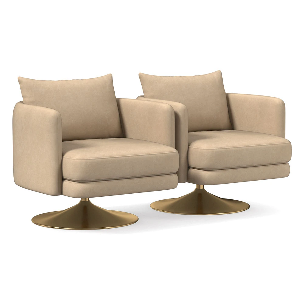 Auburn Swivel Chair Poly Saddle Leather Nut Dark Bronze