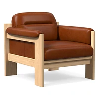 Gunnison Lounge Chair, Saddle Leather Nut, Blonde