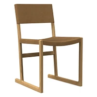 Clyde Leather Dining Chair, Saddle Leather, Nut, Blonde