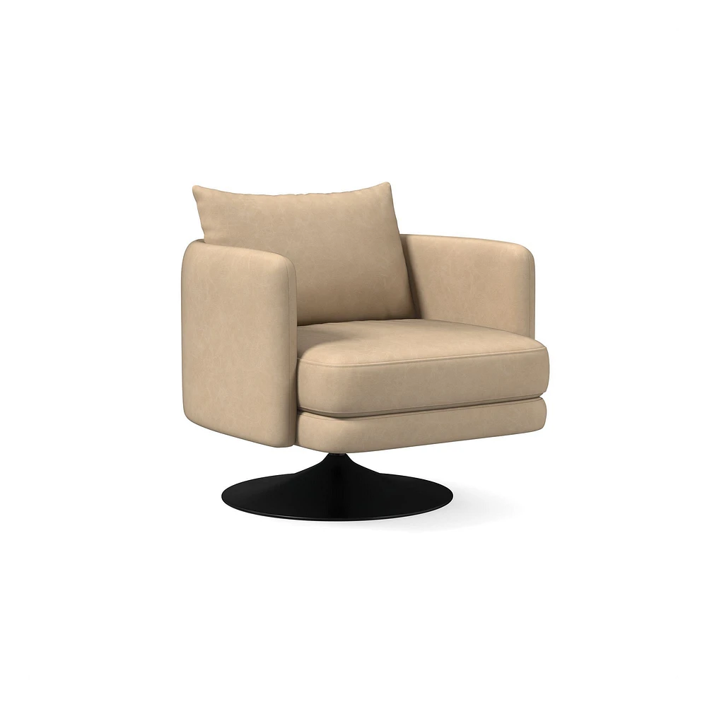 Auburn Swivel Chair Poly Saddle Leather Nut Dark Bronze