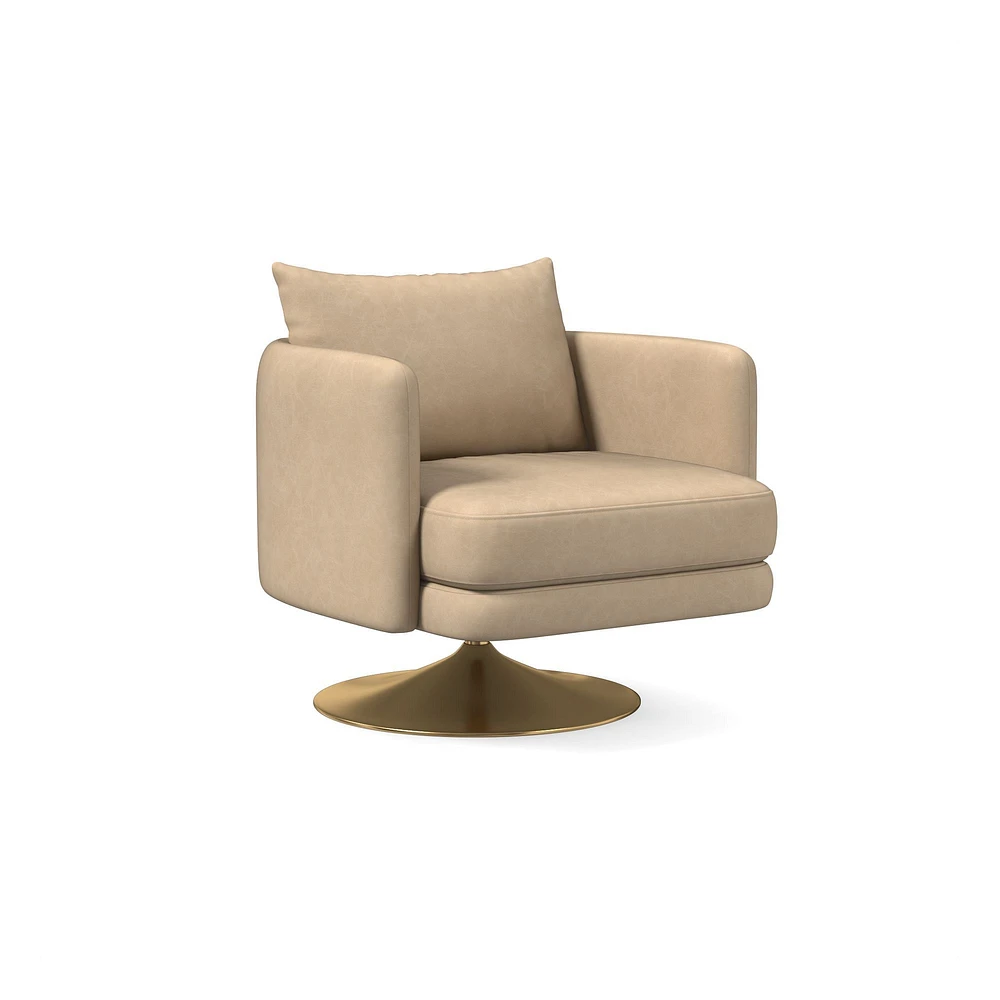 Auburn Swivel Chair Poly Saddle Leather Nut Dark Bronze