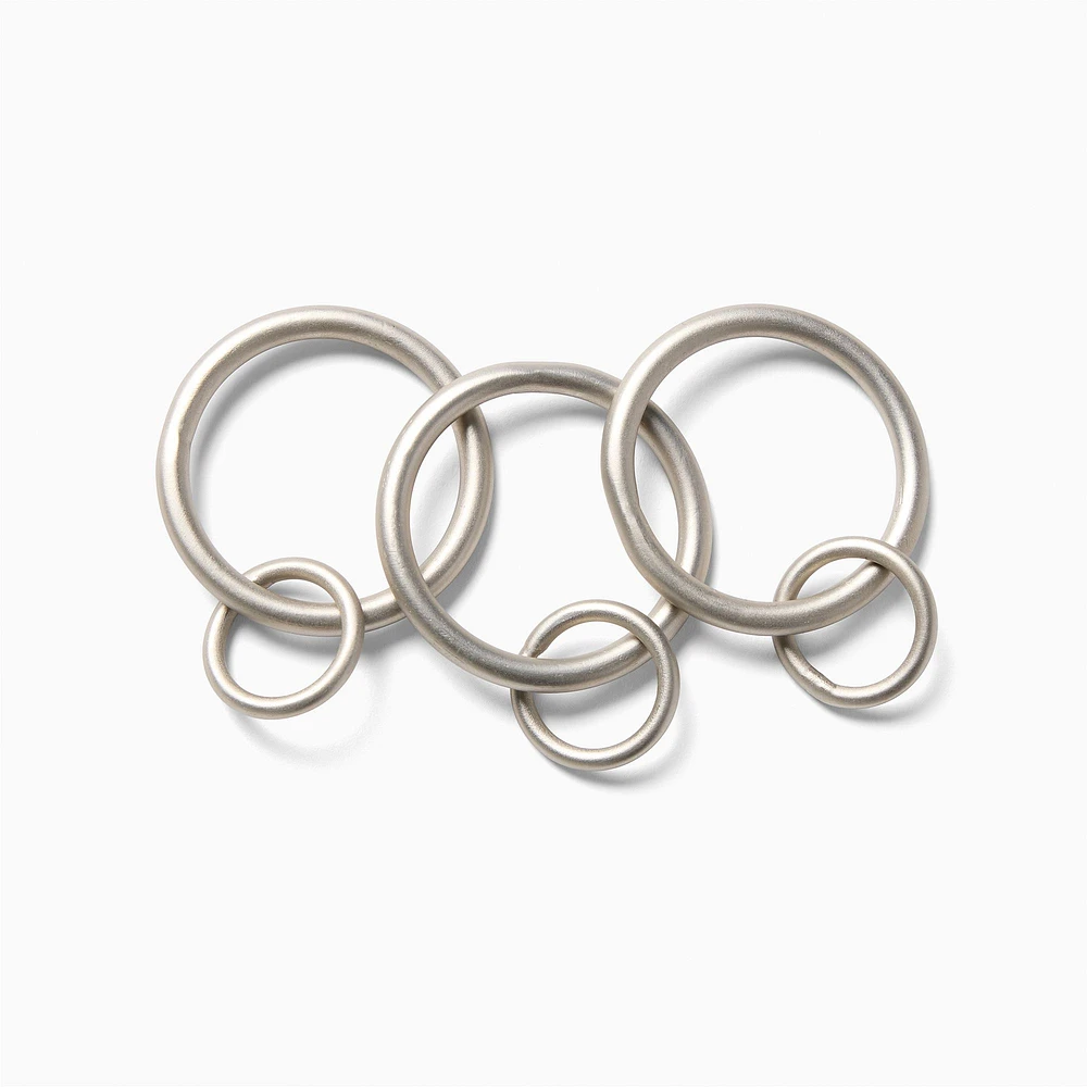 Double Ring Curtain Rings, Antique Brass, Small, Set of 7