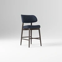 Hyde Bar Stool, Yarn Dyed Linen Weave Alabaster, Smoked Oak