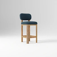 Anton Bar Stool, Yarn Dyed Linen Weave Alabaster, Burnt Wax