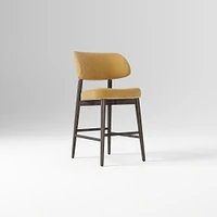 Hyde Bar Stool, Yarn Dyed Linen Weave Alabaster, Smoked Oak