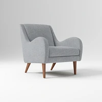 Sebastian Chair, Poly , Yarn Dyed Linen Weave, Alabaster, Pecan