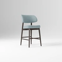 Hyde Bar Stool, Yarn Dyed Linen Weave Alabaster, Smoked Oak