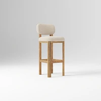 Anton Bar Stool, Yarn Dyed Linen Weave Alabaster, Burnt Wax