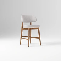 Hyde Bar Stool, Yarn Dyed Linen Weave Alabaster, Smoked Oak