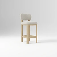Anton Bar Stool, Yarn Dyed Linen Weave Alabaster, Burnt Wax
