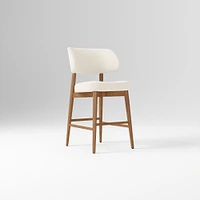 Hyde Bar Stool, Yarn Dyed Linen Weave Alabaster, Smoked Oak