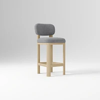 Anton Bar Stool, Yarn Dyed Linen Weave Alabaster, Burnt Wax