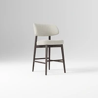 Hyde Bar Stool, Yarn Dyed Linen Weave Alabaster, Smoked Oak
