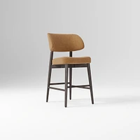 Hyde Bar Stool, Yarn Dyed Linen Weave Alabaster, Smoked Oak