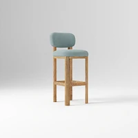 Anton Bar Stool, Yarn Dyed Linen Weave Alabaster, Burnt Wax