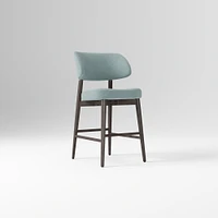 Hyde Bar Stool, Yarn Dyed Linen Weave Alabaster, Smoked Oak