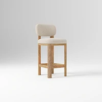 Anton Bar Stool, Yarn Dyed Linen Weave Alabaster, Burnt Wax