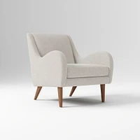 Sebastian Chair, Poly , Yarn Dyed Linen Weave, Alabaster, Pecan