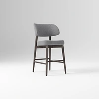 Hyde Bar Stool, Yarn Dyed Linen Weave Alabaster, Smoked Oak