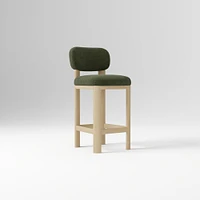Anton Bar Stool, Yarn Dyed Linen Weave Alabaster, Burnt Wax