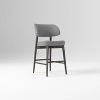 Hyde Bar Stool, Yarn Dyed Linen Weave Alabaster, Smoked Oak