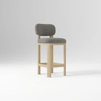 Anton Bar Stool, Yarn Dyed Linen Weave Alabaster, Burnt Wax